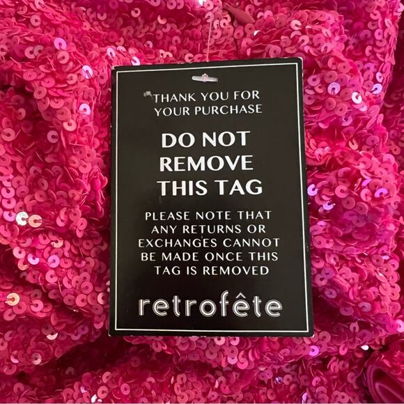 RETROFETE Celestia Sequin Mini Skirt Sunset Pink Gathered Hidden Zip Size XL NEW - Picture 9 of 11